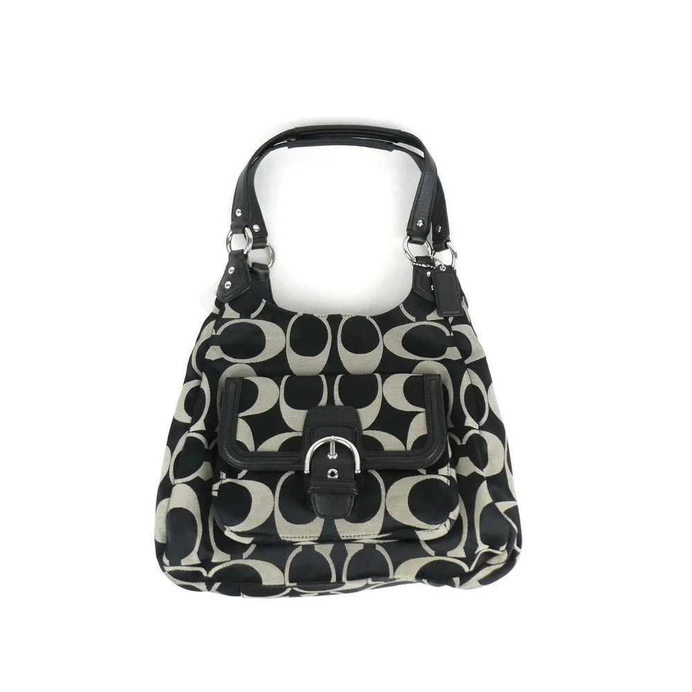 Coach‎ Campbell Signature Black White Hobo Shoulder Bag NWT F24742